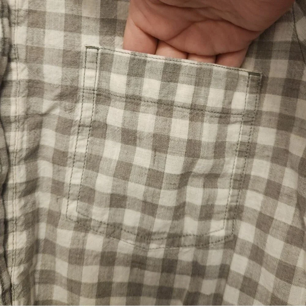 J. Crew Womens Boy Fit Gingham Popover Poplin Shirt Size Small